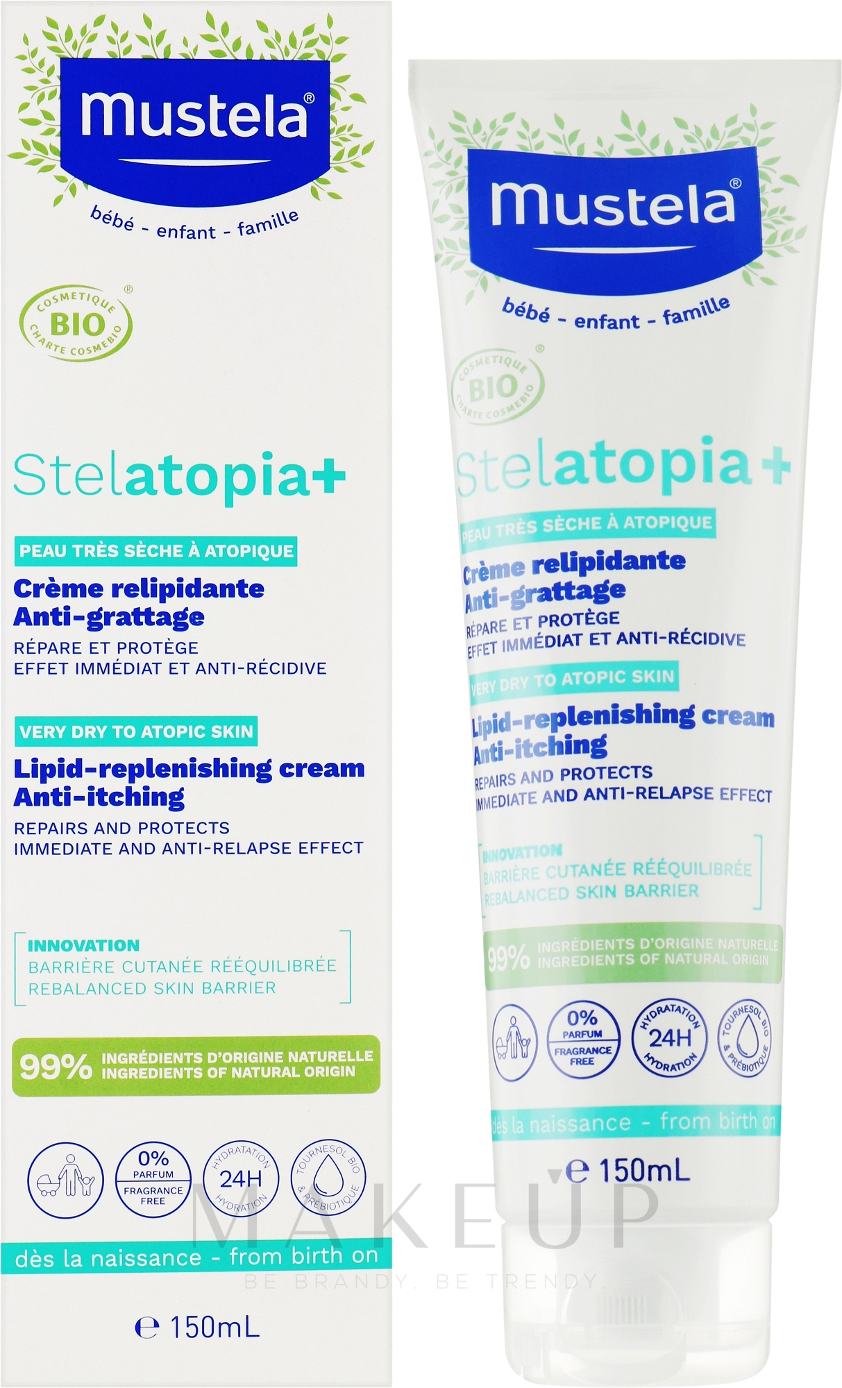 Lipidaufbauende Körpercreme - Mustela Stelatopia+ Organic Lipid-Replenishing Anti-Itching Cream — Bild 150 ml