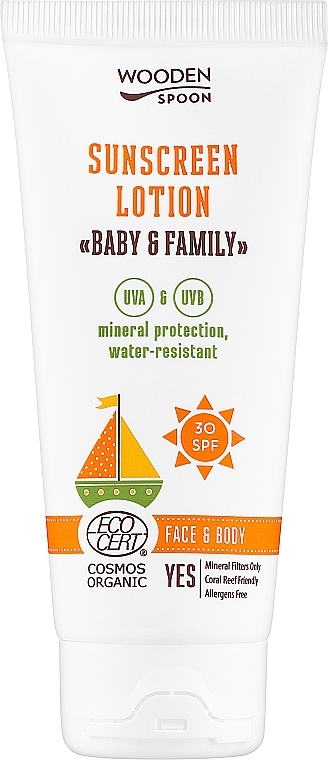 Sonnenschützende Körper- und Gesichtslotion für Babys und Erwachsene SPF 30 - Wooden Spoon Baby & Family Milk SPF30 — Bild N1