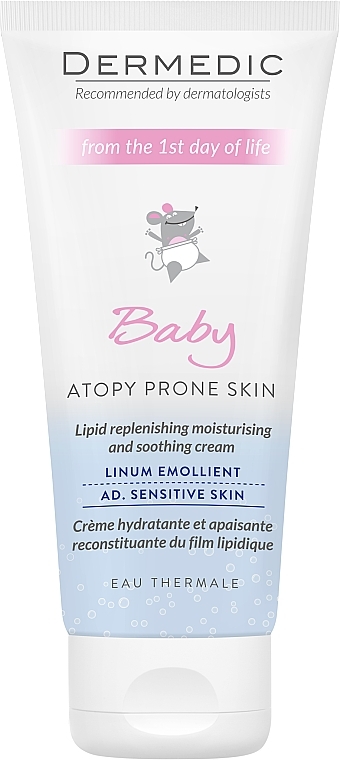 Feuchtigkeitsspendende und beruhigende Körpercreme für Neugeborene - Dermedic Emolient Linum Baby Body Cream