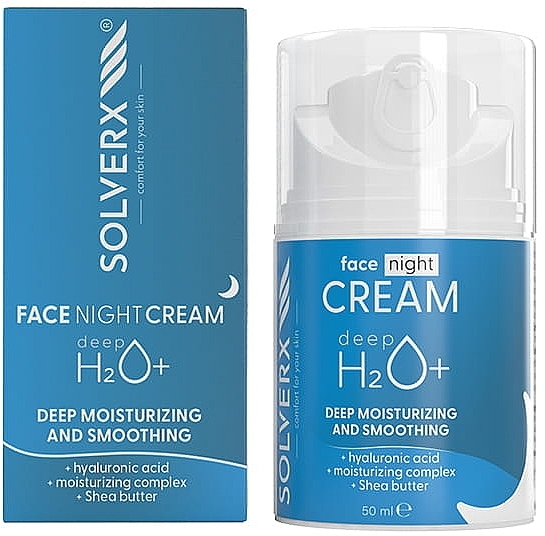 Nährende und feuchtigkeitsspendende Gesichtscreme für die Nacht - Solverx DeepH2O+ Face Night Crem  — Bild N2