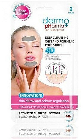 Anti Akne Streifen für Stirn und Kinn - Dermo Pharma Deep Cleasing Chin And Forehead Pore Strips — Bild N1