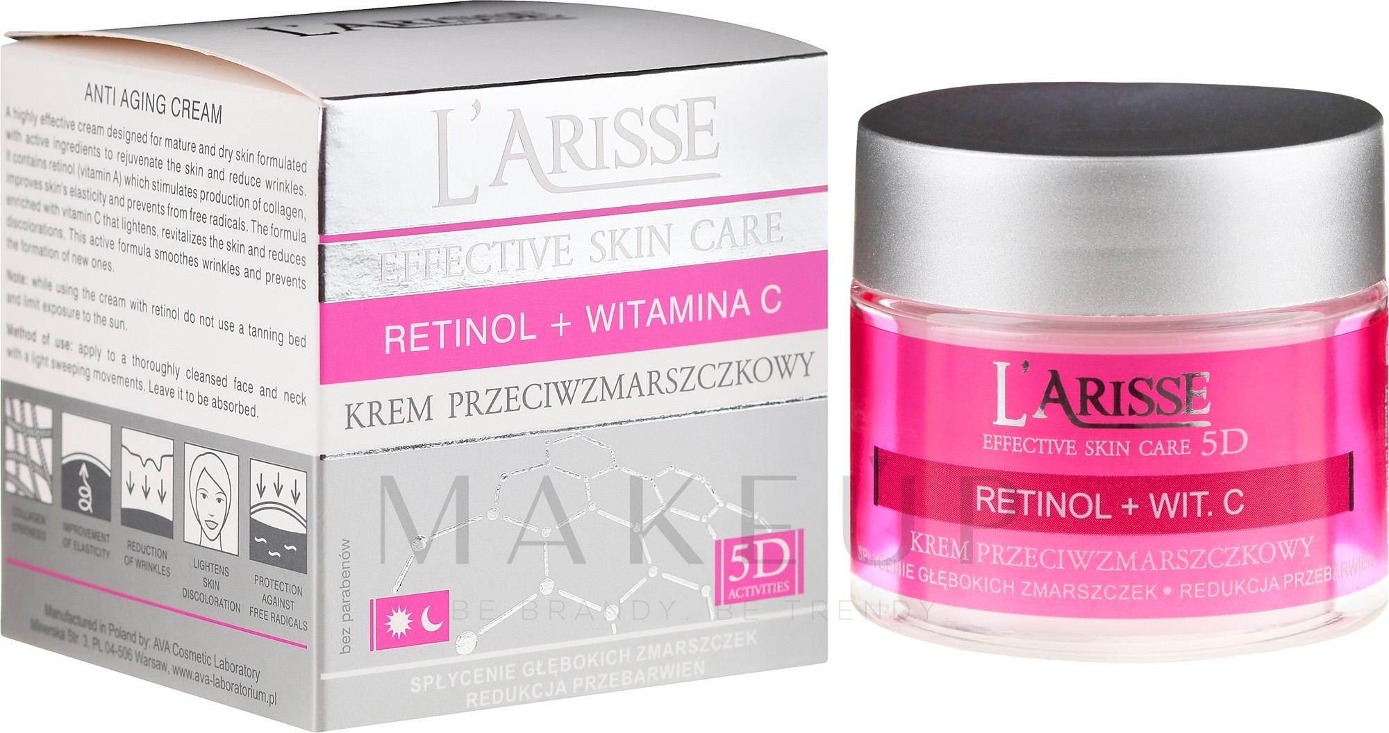 Anti-Aging Gesichtscreme mit Retinol und Vitamin C 50+ - Ava Laboratorium L'Arisse 5D Anti-Wrinkle Cream Retinol + Vitamin C — Bild 50 ml