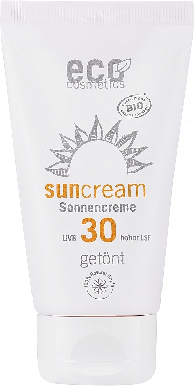 Getönte Sonnenschutzcreme für empfindliche Haut mit Sanddorn- und Olivenöl SPF 30 - Eco Cosmetics Sonne SLF 30 Getoent — Bild N1