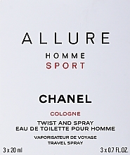 Düfte, Parfümerie und Kosmetik Chanel Allure Homme Sport Cologne - Kölnischwasser (3 x Nachfüllung mit Zesräuber)
