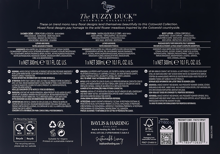Körperpflegeset - Baylis & Harding The Fuzzy Duck Cotswold (Bade- und Duschgel 300 ml + Duschcreme 300ml + Körperlotion 300ml) — Bild N6