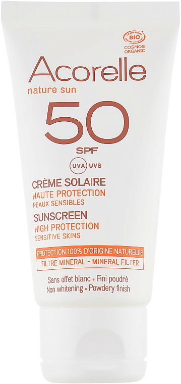 Sonnenschutzcreme für das Gesicht mit Pudereffekt - Acorelle Sunscreen High Protection SPF50 — Bild N2