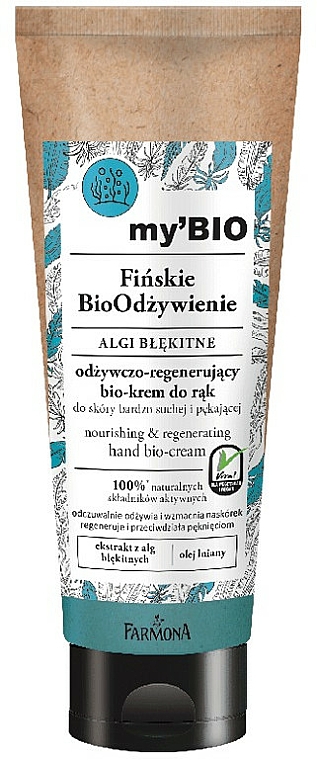 Pflegende und regenerierende Handcreme mit Blaualgen - Farmona My’Bio Finnish Nourish Hand Bio-Cream Blue Algae — Bild N1