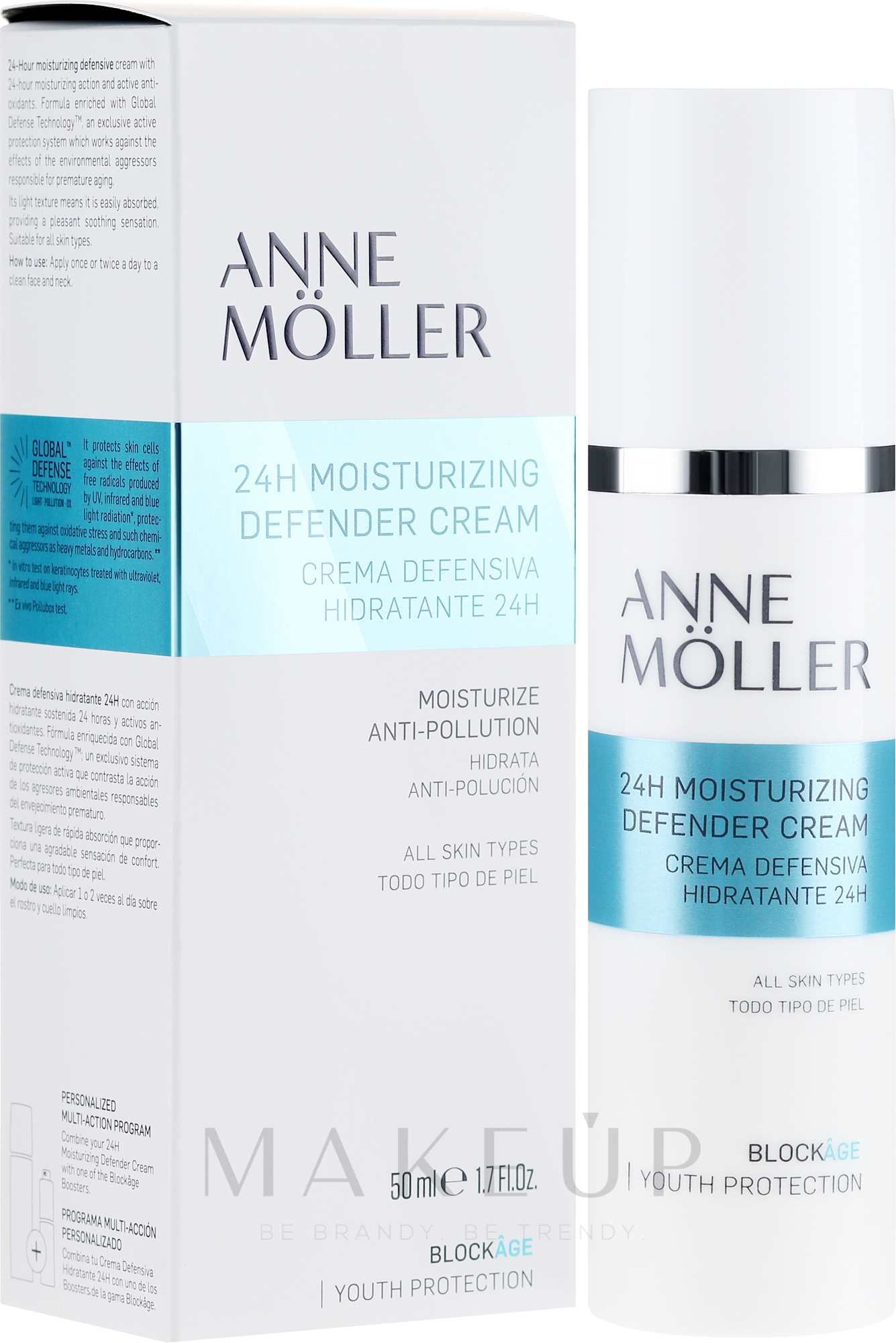 Feuchtigkeitsspendende und schützende Gesichtscreme - Anne Moller Blockage 24h Moisturizing Defender Cream — Bild 50 ml