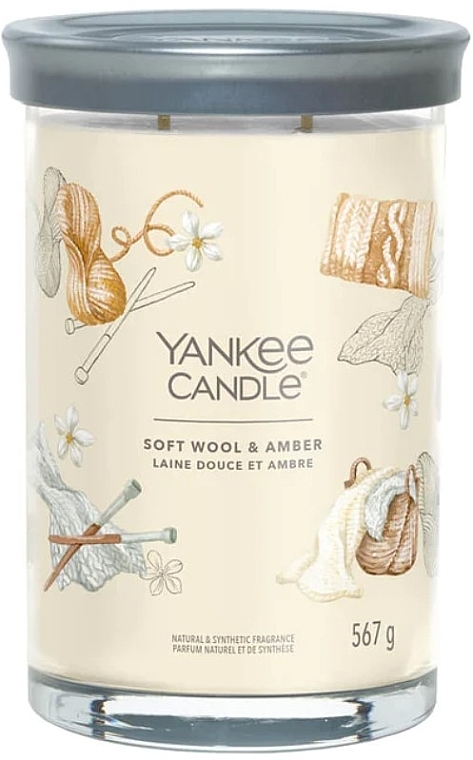 Duftkerze im Glas Weiche Wolle und Bernstein 2 Dochte - Yankee Candle Soft Wool & Amber Singnature — Bild N1