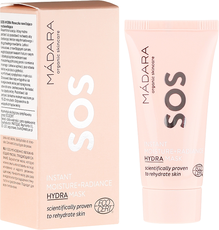 Feuchtigkeitsspendende Gesichtsmaske - Madara Cosmetics SOS Instant Moisture+Radiance Hydra Mask — Bild N2
