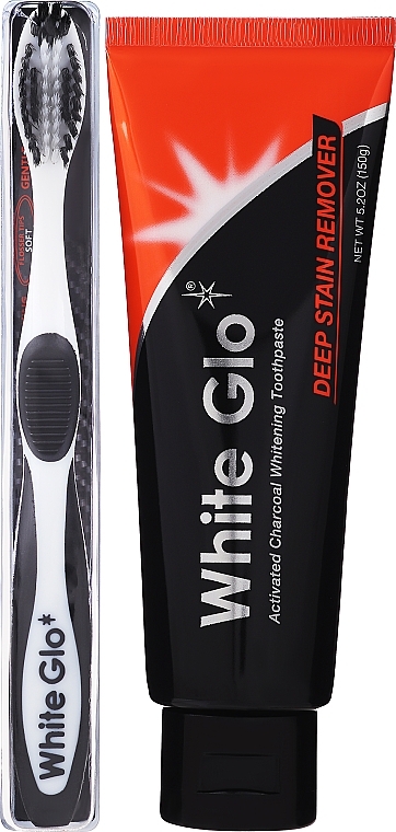 Zahnpflegeset - White Glo Charcoal Deep Stain Remover Toothpaste (toothpaste/150ml + toothbrush) — Bild N2