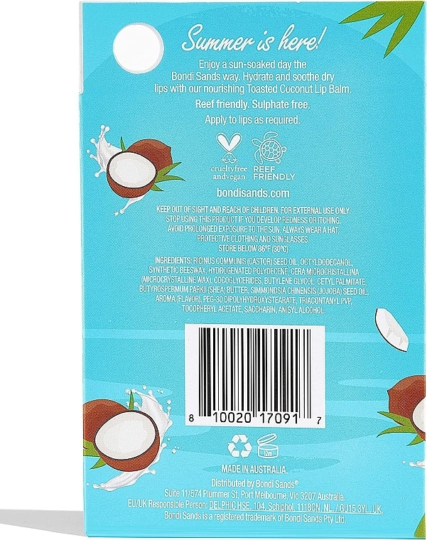 Feuchtigkeitsspendender Lippenbalsam - Bondi Sands Lip Balm with Vitamin E Toasted Coconut — Bild N3