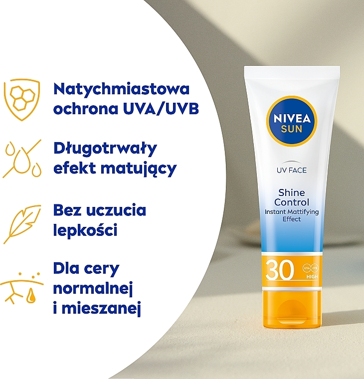 Sonnenschutzcreme für das Gesicht mit Matteffekt - Nivea Sun UV Face Shine Control Mattifying Effect SPF 30 — Bild N4