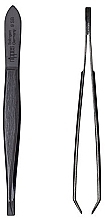 Pinzette gebogen schwarz 9 cm  - Nippes Solingen Tweezer 9SB  — Bild N1