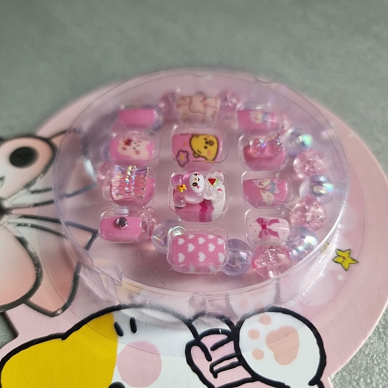 Selbstklebende 5D-Nägel für Kinder mit Armband 932 Rosa Teddybär 12 St. - Deni Carte Tipsy Kids  — Bild N6