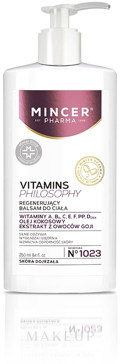 Regenerierende Körperlotion - Mincer Pharma Vitamin Philosophy №1023 — Bild 250 ml