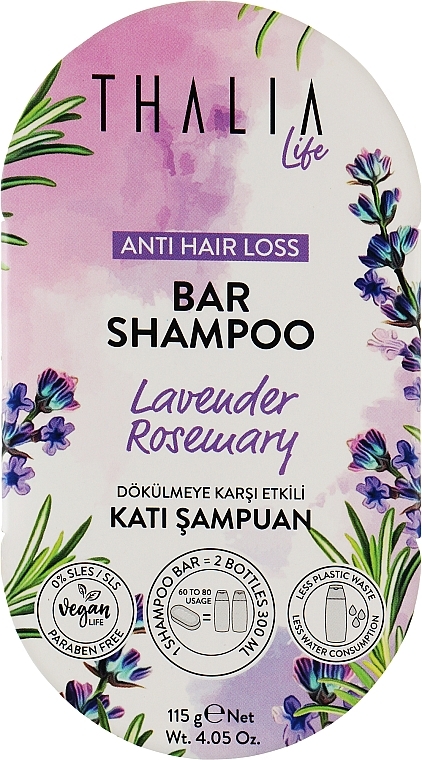 Festes Shampoo gegen Haarausfall mit Lavendel und Rosmarin - Thalia Life Bar Shampoo — Bild N1