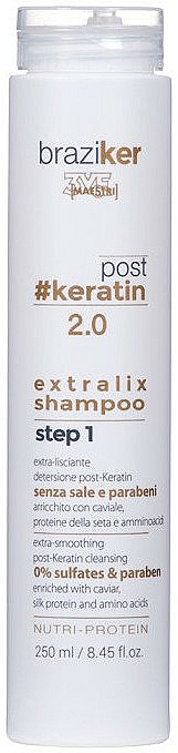 Intensiv glättendes Shampoo nach Keratinbehandlung mit Kaviar, Seidenprotein und Aminosäuren - Braziker Keratin Straightening Shampoo — Bild N1