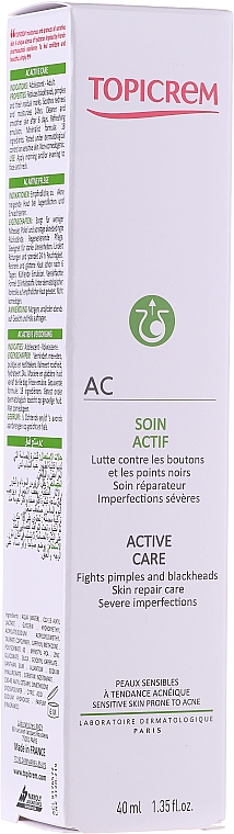 Aktiv pflegende Gesichtscreme für empfindliche und zu Akne neigende Haut - Topicrem AC Active Care Cream — Bild N1