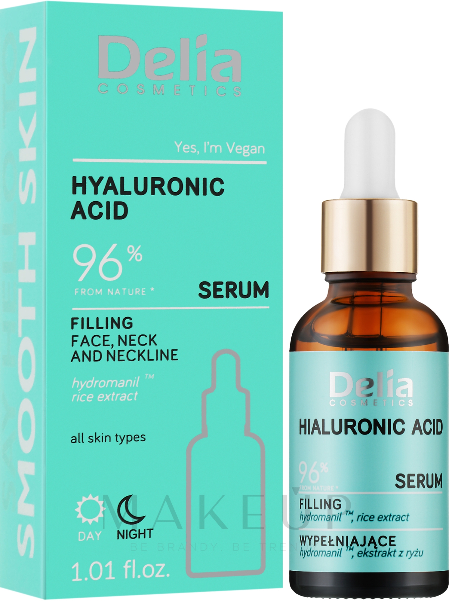 Serum mit Hyaluronsäure für Gesicht, Hals und Dekolleté - Delia Hyaluronic Acid Serum — Bild 30 ml