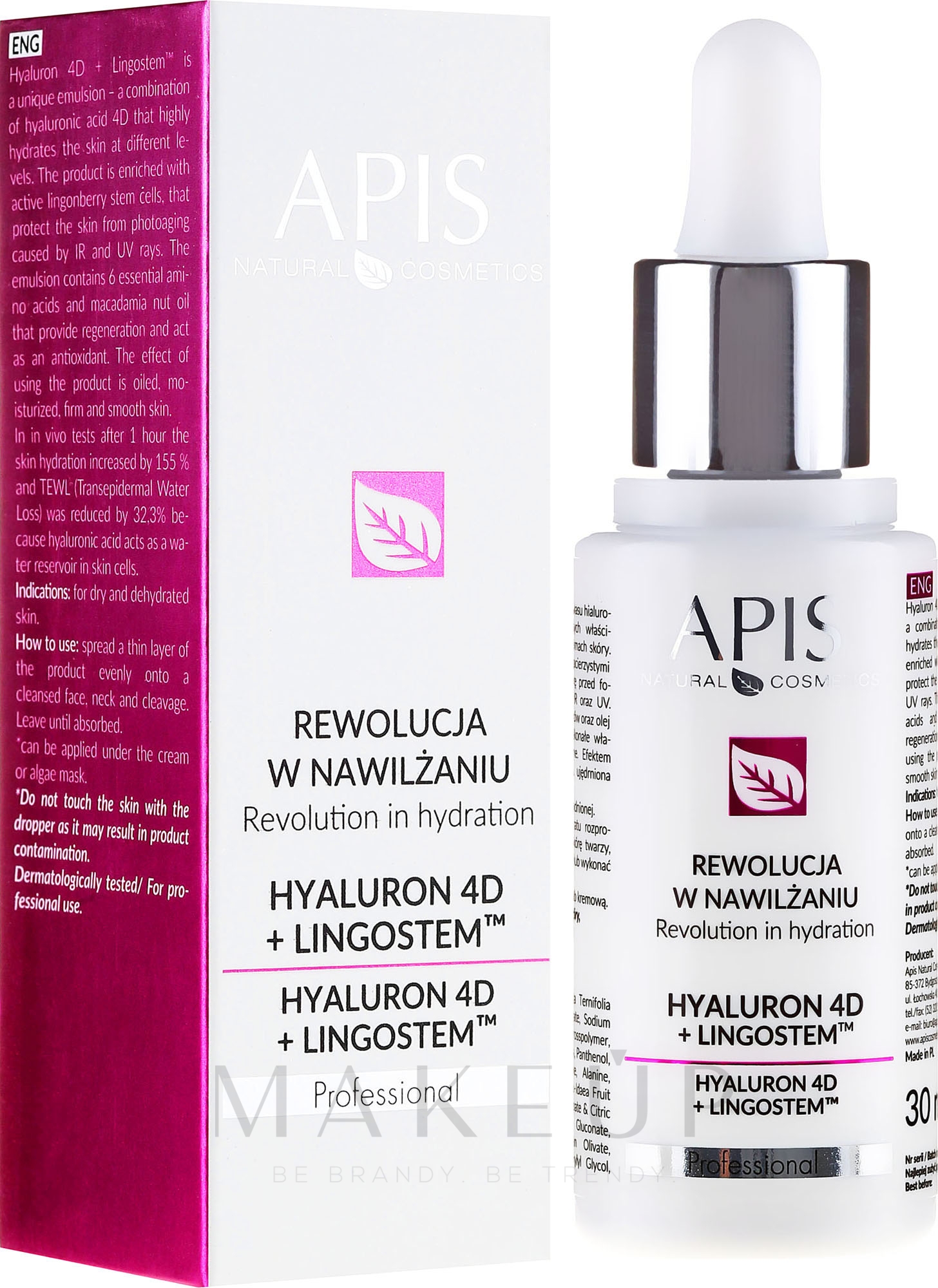 Feuchtigkeitsspendende Gesichtsemulsion - APIS Professional 4D Hyaluron + Lingostem — Bild 30 ml