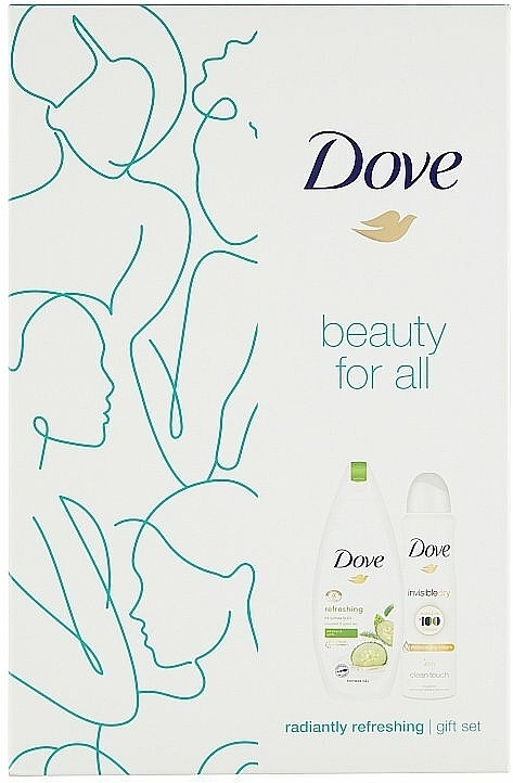 Körperpflegeset - Dove Radiantly Refreshing Gift Set (Deospray Antitranspirant 150ml + Duschgel 250ml) — Bild N1