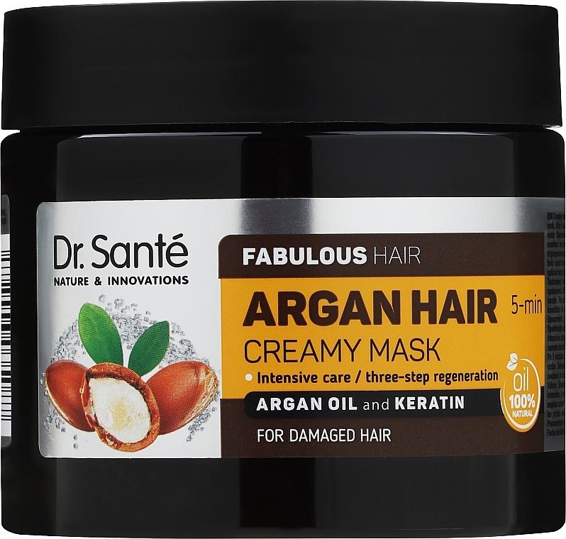 Creme-Haarmaske mit Arganöl und Keratin für beschädigtes Haar - Dr. Sante Argan Hair — Foto N1