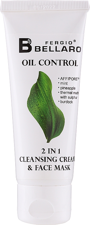 2in1 Creme-Maske für das Gesicht mit Minze und Ananas - Fergio Bellaro Oil Control 2 in 1 Cleansing Cream & Face Mask — Bild N1