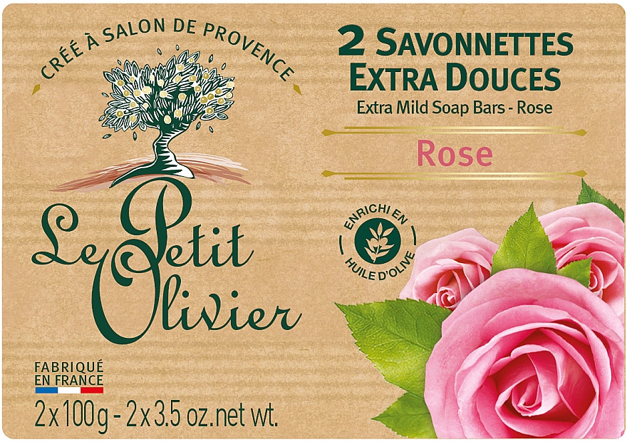 Milde Seife mit Rosenextrakt - Le Petit Olivier 2 extra mild soap bars Rose — Bild N1