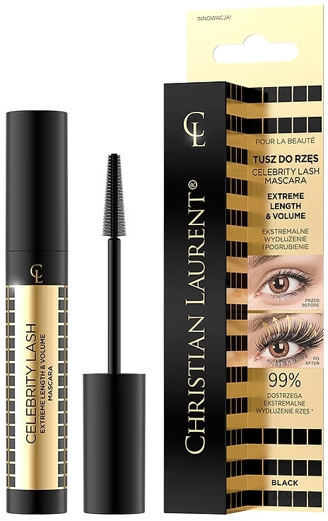 Wimperntusche - Christian Laurent Celebrity Lash Extreme Length & Volume Mascara  — Bild Black