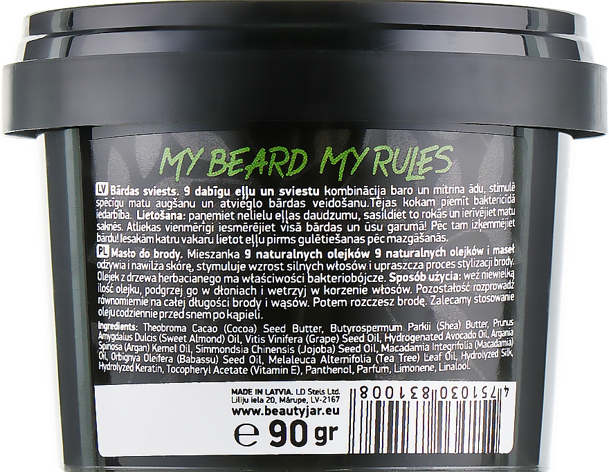 Bartbutter mit 9 natürlichen Ölen - Beauty Jar My Beard My Rules Beard Butter — Bild N2