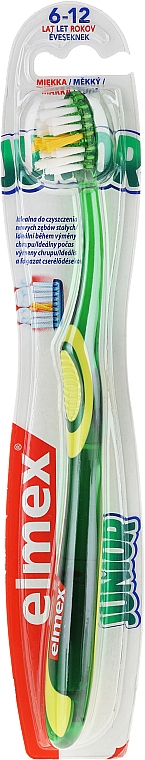 Kinderzahnbürste 6-12 Jahre weich grün-gelb - Elmex Junior Toothbrush — Bild N1