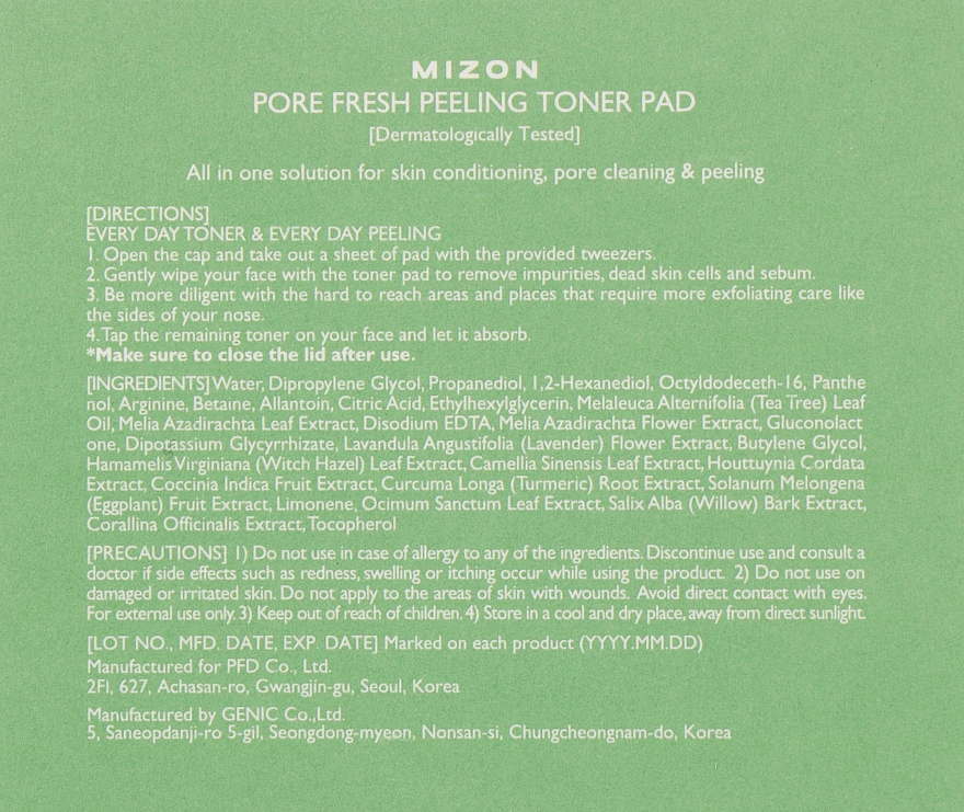 Peeling-Gesichtspads mit Teebaumöl - Mizon Pore Fresh Peeling Toner Pad — Bild N3