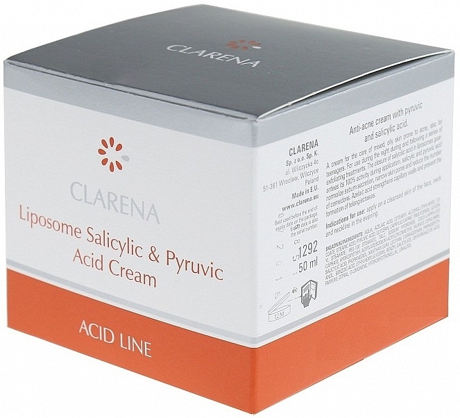 Gesichtscreme mit Salicyl- und Brenztraubensäure - Clarena Liposome Pyruvic Acid Salicylic & Cream — Bild N3