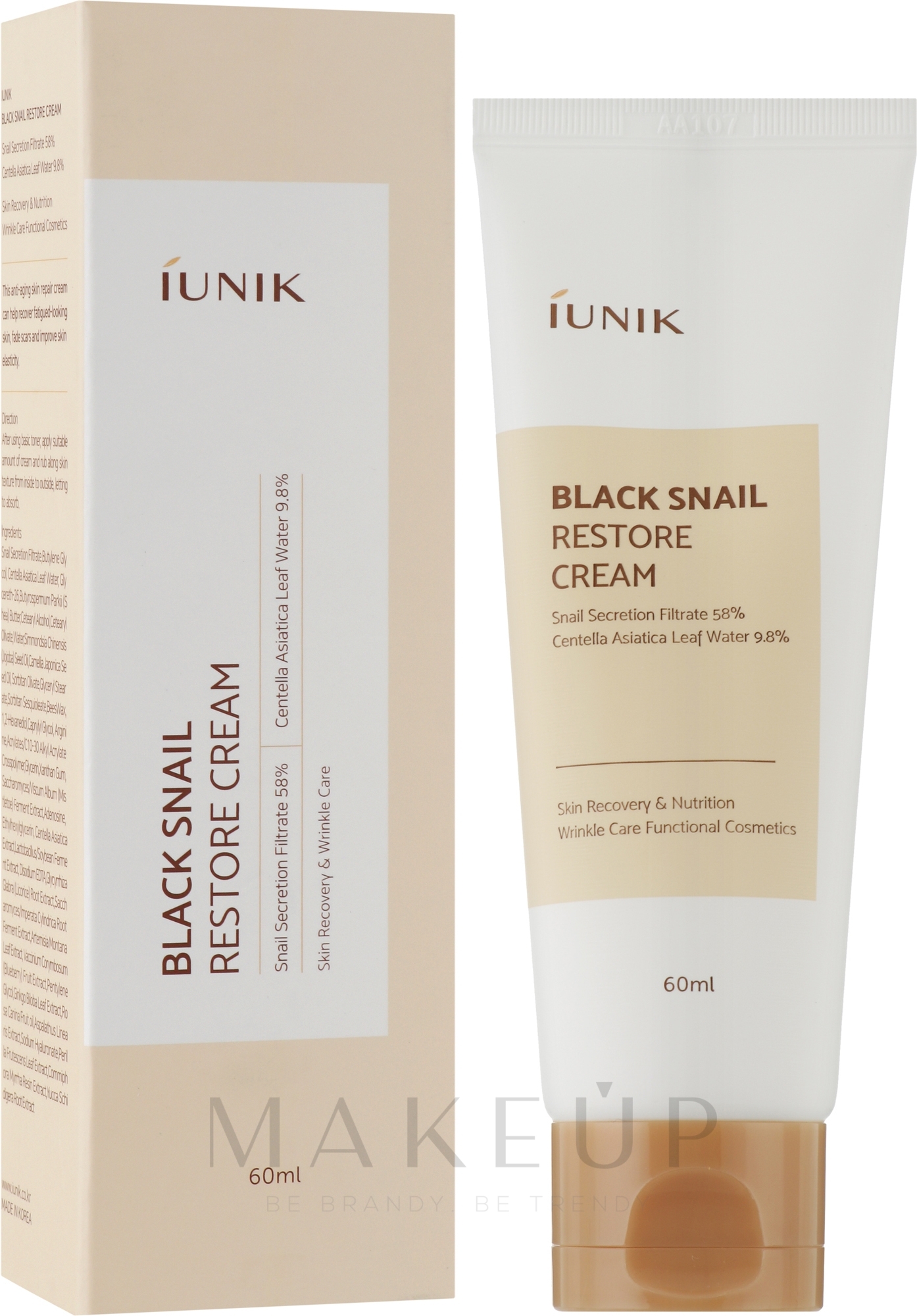 Pflegende Anti-Aging Gesichtscreme mit 58% schwarzem Schneckenextrakt - IUNIK Black Snail Restore Cream — Foto 60 ml