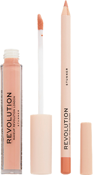 Lippen-Make-up Set (Lipgloss 3ml + Lippenkonturenstift 1g) - Makeup Revolution Lip Contour Kit Stunner — Bild N3