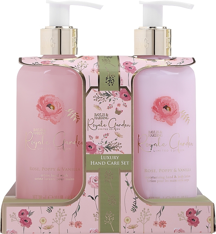 Set - Baylis & Harding Royale Garden Rose, Poppy & Vanilla Luxury Hand Care Gift Set (h/soap/300ml + b/h/lot/300ml) — Bild N1