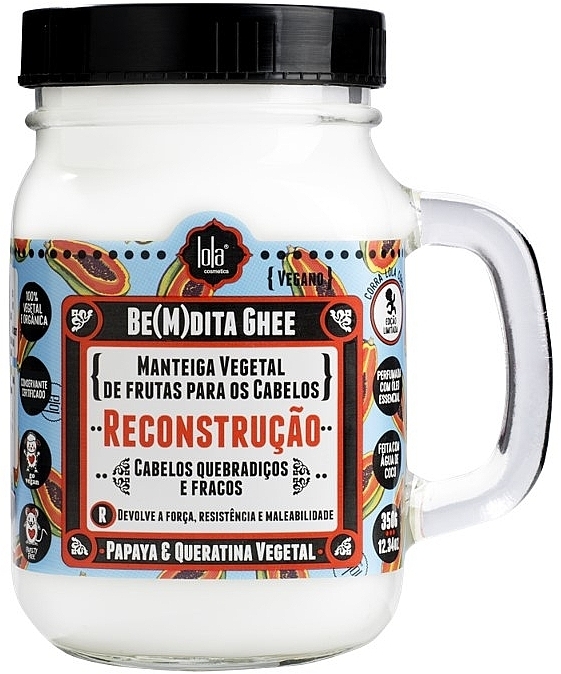 Rekonstruierende Haarmaske mit Papaya und pflanzlichem Keratin  - Lola Cosmetics Be(M)dita Ghee Papaya & Queratina Vegetal Reconstruction Mask — Bild N2