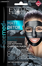 Düfte, Parfümerie und Kosmetik 8in1 Reinigende und mattierende Detox-Gesichtsmaske mit Aktivkohle und grüner Tonerede - Eveline Cosmetics Facemed+ Matt Detox Mask