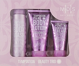 Düfte, Parfümerie und Kosmetik Körperpflegeset - Mades Cosmetics M|D|S Bath & Body-Temptation Pure beauty trio (Duschgel 200ml + Körperlotion 150ml + Hand- und Nagelcreme 75ml)