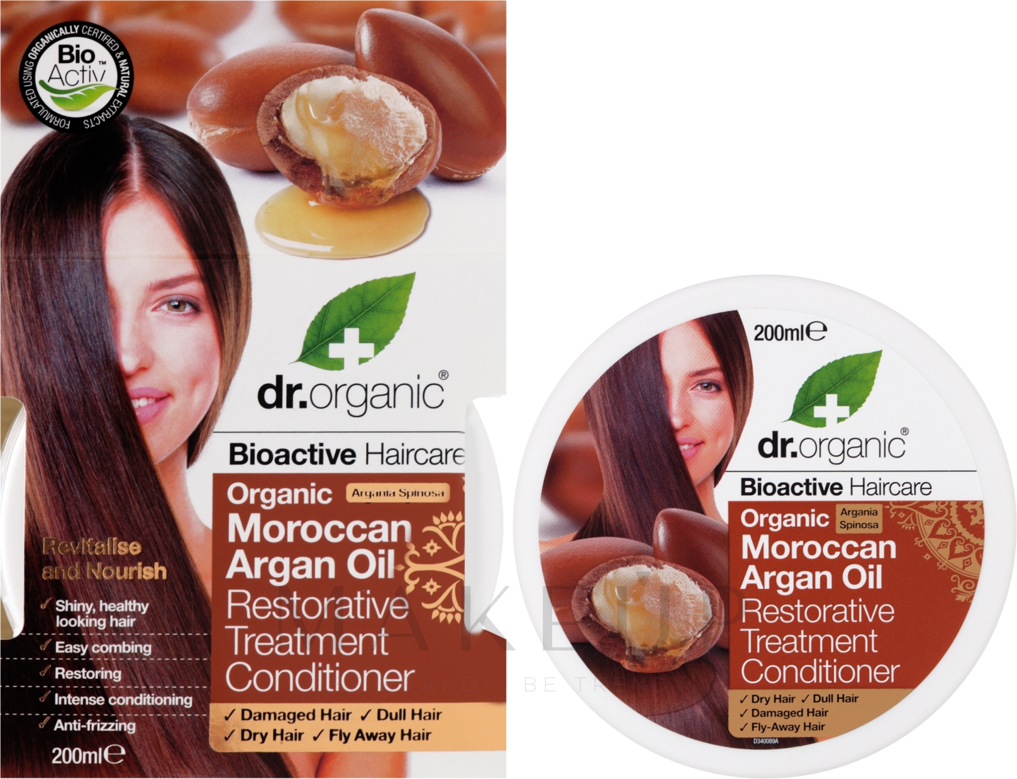 Revitalisierender Conditioner mit marokkanischem Arganöl - Dr. Organic Bioactive Haircare Moroccan Argan Oil Restorative Treatment Conditioner — Bild 200 ml