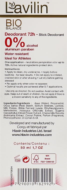 Deostick - Hlavin Cosmetics Lavilin 72 Hour Deodorant — Bild N1