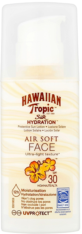Feuchtigkeitsspendende Sonnenschutzlotion mit LSF 30 - Hawaiian Tropic Silk Hydration Air Soft Face Protective Sun Lotion SPF 30 — Bild N1