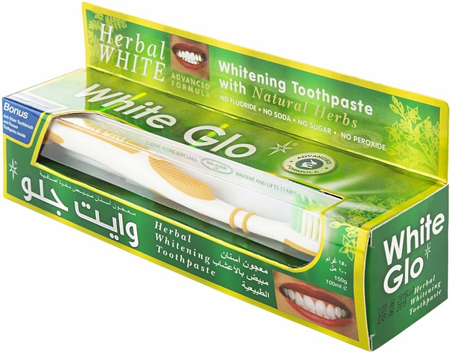 Set - White Glo Herbal White (Zahnpasta 100 ml & Zahnbürste 1 St.) — Bild N2