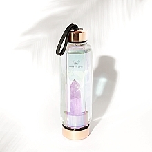 Glaswasserflasche mit Amethyst, 650 ml - Crystallove Hexagon Hologram Amethyst Bottle — Bild N5