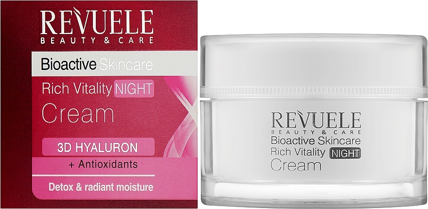 Nachtcreme für das Gesicht mit Antioxidantien - Revuele Bioactive Skincare 3D Hyaluron Rich Vitality Night Cream — Bild N2