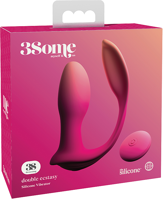 Stimulierender Vibrator für doppeltes Vergnügen mit Fernbedienung pink - PipeDream Threesome Double Ecstasy Pink — Bild N1