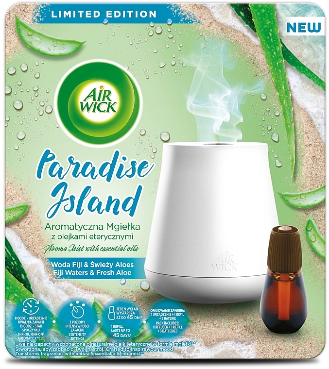 Aromadiffusor mit Nachfüllung Fidschi-Wasser und frische Aloe - Air Wick Essential Mist Aroma Paradise Island Fiji Water & Fresh Aloe — Bild N1