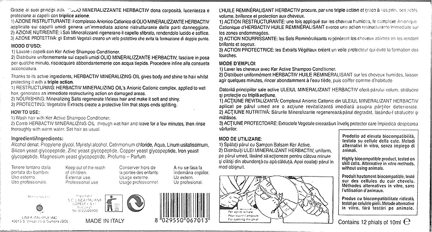 Haarampullen - Linea Italiana Herbactiv Mineralizing Oil — Bild N2