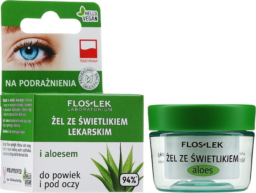 Augengel mit Augentrost und Aloe - Floslek Lid And Under Eye Gel With Aloe Extract  — Bild N2